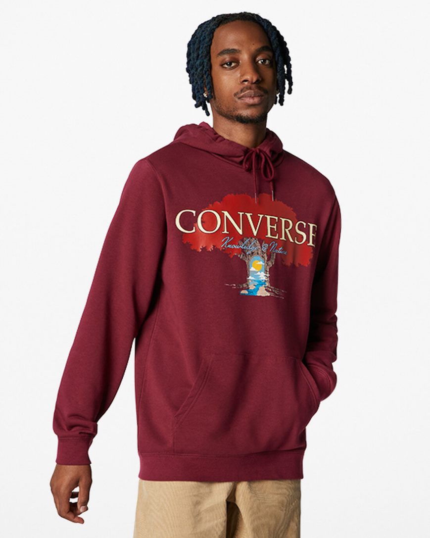 Pánské Mikiny S Kapucí Converse Tree of Life Pullover Tmavě Červené | CZ LRYD67